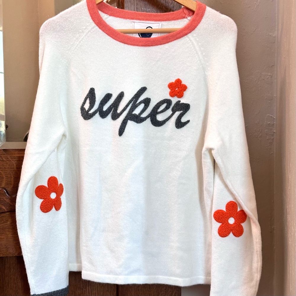 Just Madison White and Orange 'Super' Lightweight Sweater